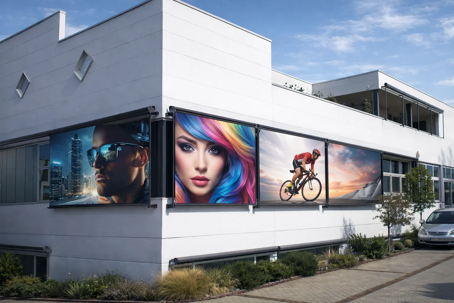 Fotomarkisen mit Werbung